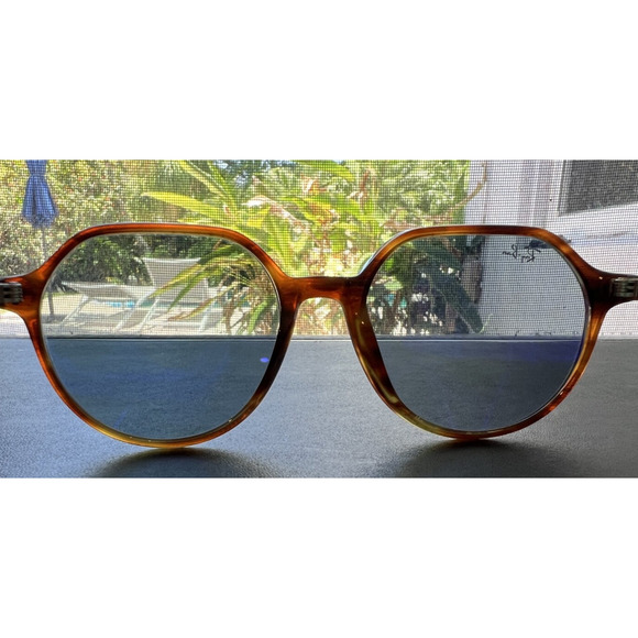 UNISEX Ray Ban Sunglasses RB 2195 Thalia 53 18 Polished Havana Blue Lenses - Picture 7 of 12